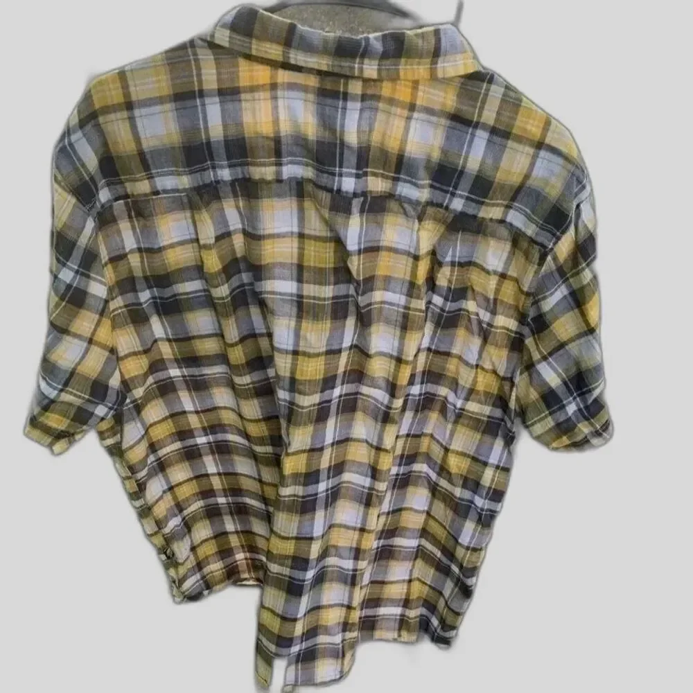 The North Face Button Up Shirt Mens Yellow Plaid